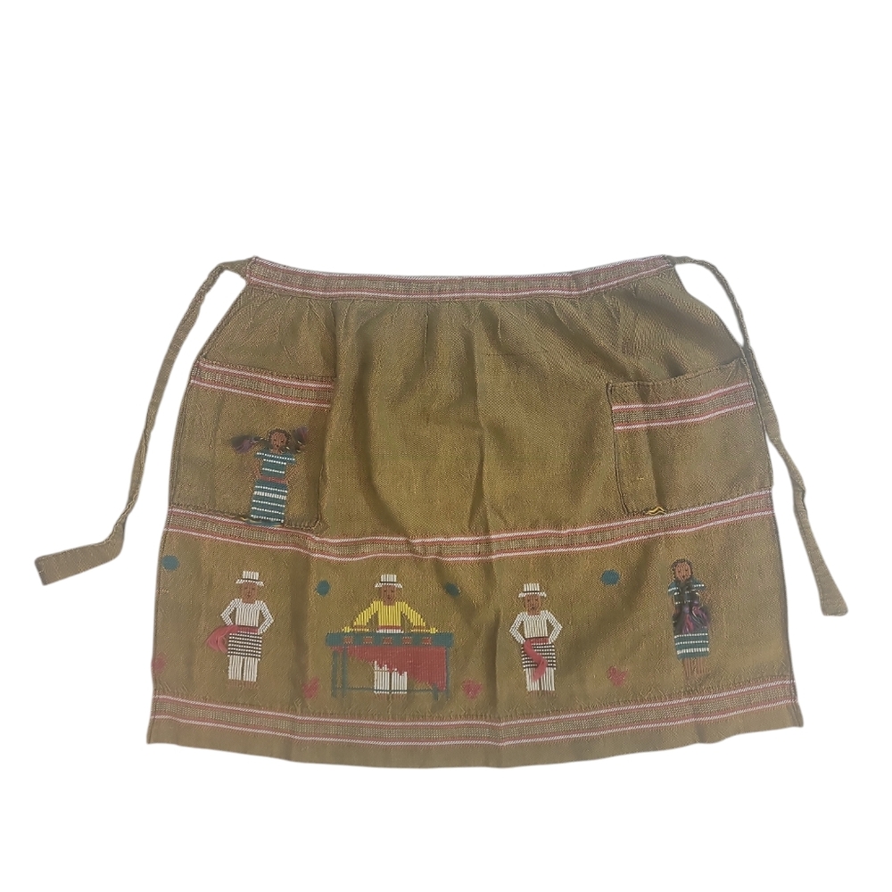 Vintage Handmade Mexican Artsy Waist Embroidered Apron